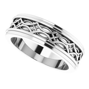 18k Yellow Or White Or Rose Gold Stepped-Edge Sculptural Flat Band