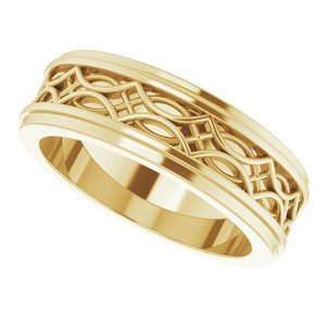 14k Yellow Or White Or Rose Gold Stepped-Edge Sculptural Flat Band