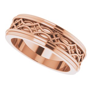 18k Yellow Or White Or Rose Gold Stepped-Edge Sculptural Flat Band