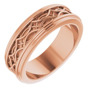 18k Yellow Or White Or Rose Gold Stepped-Edge Sculptural Flat Band