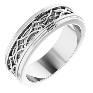 Sterling Silver Stepped-Edge Sculptural Flat Band