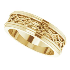 18k Yellow Or White Or Rose Gold Stepped-Edge Sculptural Flat Band