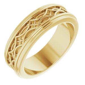 10k Yellow Or White Or Rose Gold Stepped-Edge Sculptural Flat Band