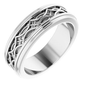 Sterling Silver Stepped-Edge Sculptural Flat Band