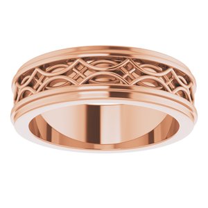 14k Yellow Or White Or Rose Gold Stepped-Edge Sculptural Flat Band