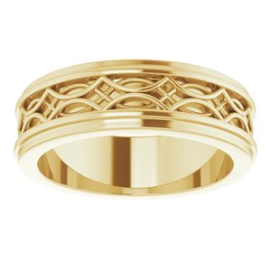 18k Yellow Or White Or Rose Gold Stepped-Edge Sculptural Flat Band