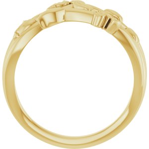 14K Yellow Gold Polished Floral Criss-Cross Ring Size 7