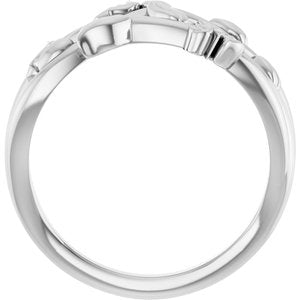 Sterling Silver Polished Floral Criss-Cross Ring Size 7
