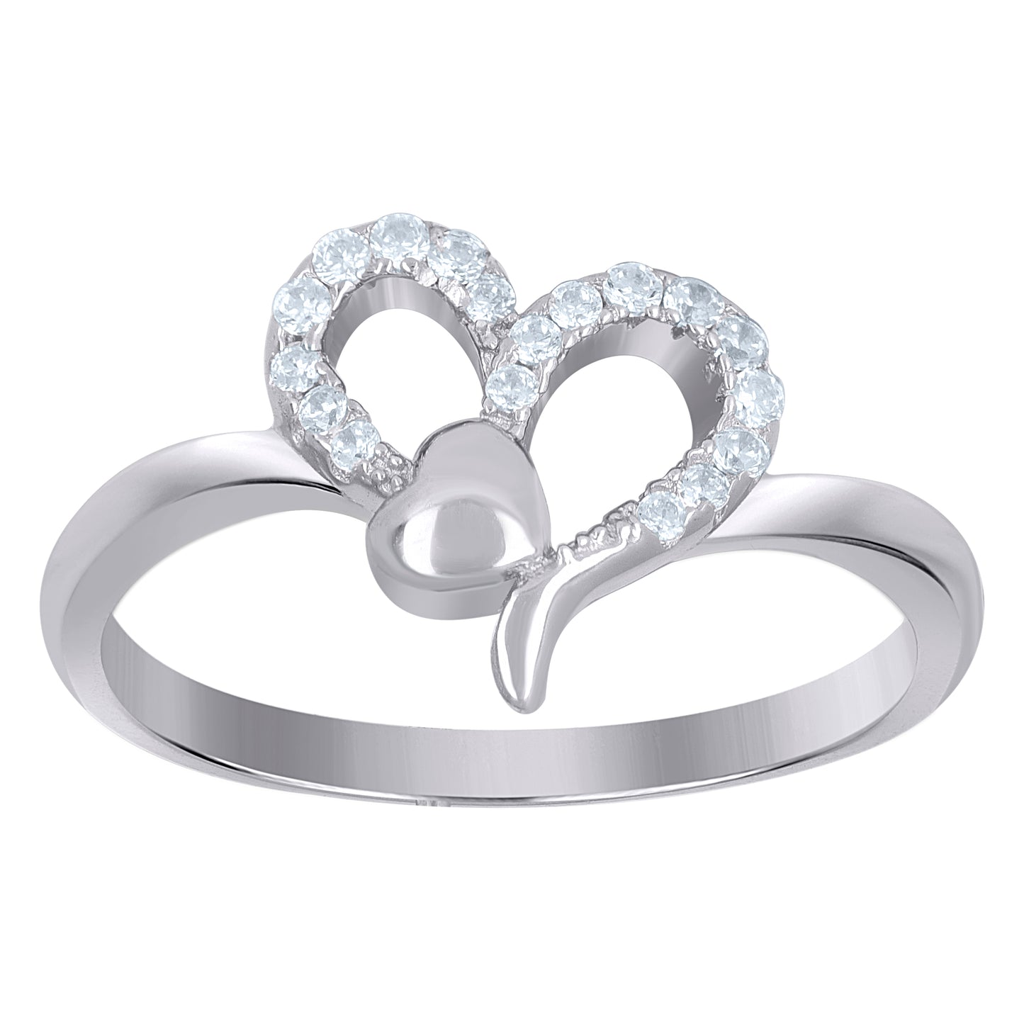Sterling Silver Womens Cubic-Zirconia Heart Love Bridal Anniversary Wedding Engagement Band Ring Size 6 To 9