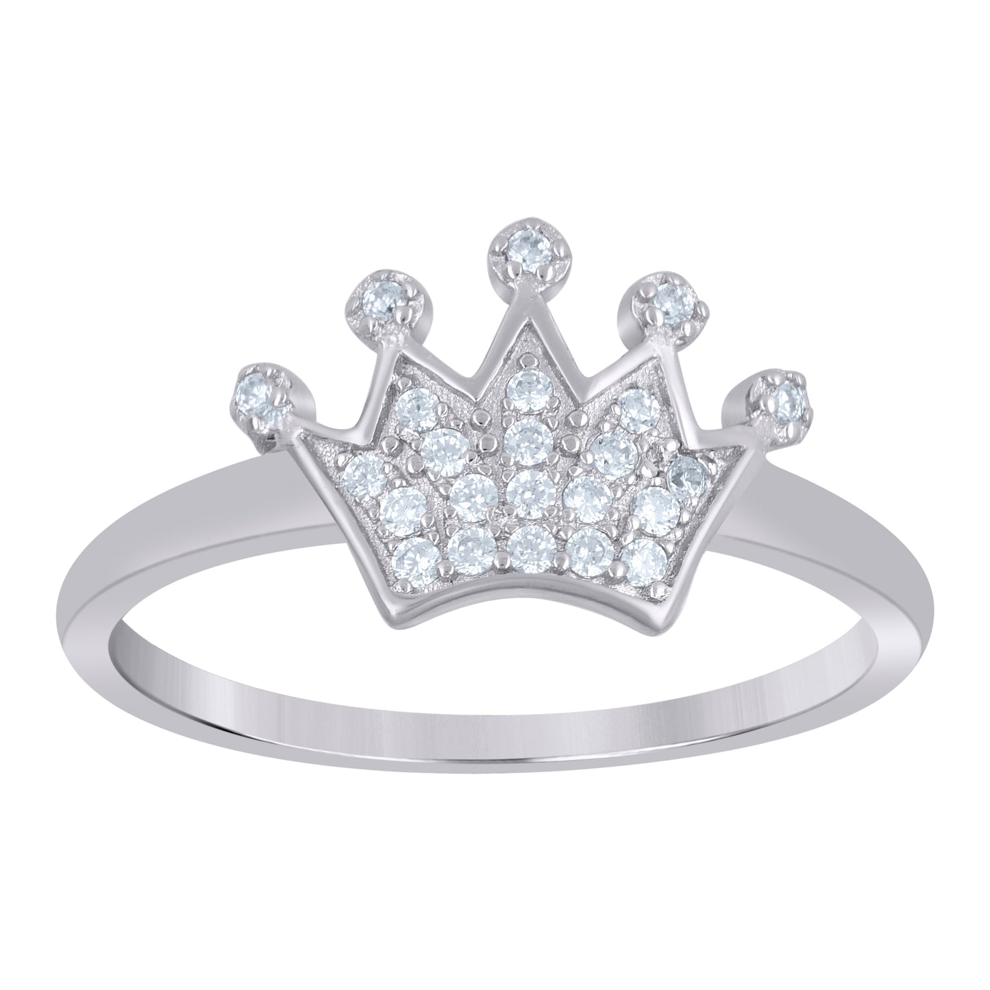 Sterling Silver Womens Cubic-Zirconia Crown Fashion Bridal Anniversary Wedding Engagement Band Ring Size 6 To 9