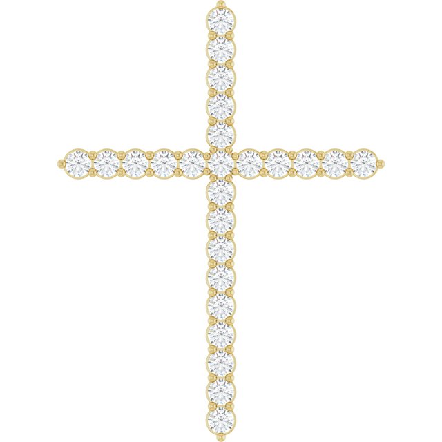 14K Yellow Or White Gold Round Si1-Si2, G-H Polished Lab-Grown Diamond Cross Pendant