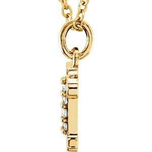 14K Yellow Gold Initial R Round 1 Mm G-H I1 .02 Ctw Natural Diamond Initial Necklace, Length: 16 In