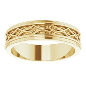 18k Yellow Or White Or Rose Gold Stepped-Edge Sculptural Flat Band