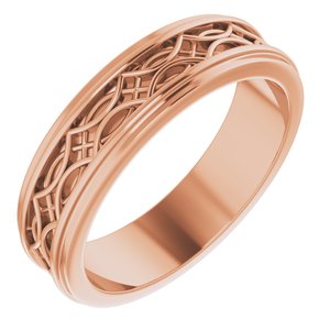 18k Yellow Or White Or Rose Gold Stepped-Edge Sculptural Flat Band