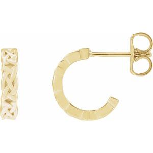 14K Yellow Gold Pair Celtic Inspired Hoop Earrings, Length: 10.25 Mm, Thickness: 2.72 Mm