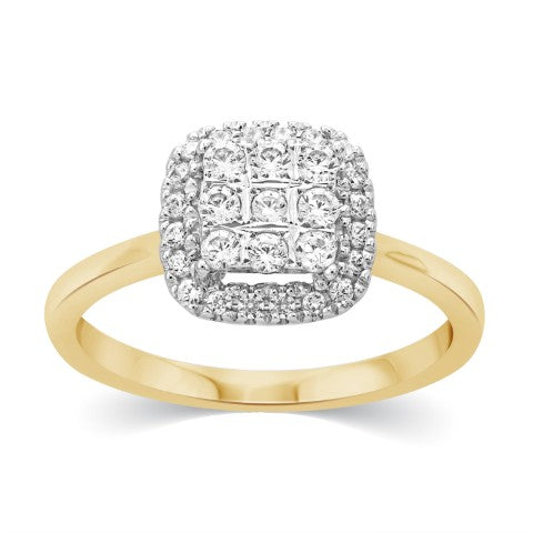 10K Yellow Gold 0.32 Cttw Diamond Ladies Ring