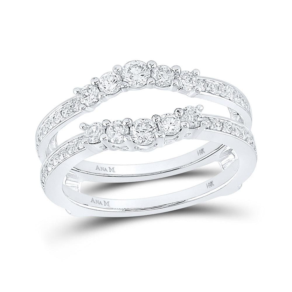 14K White Gold Womens Round Diamond Wrap Ring Guard Enhancer 3/4 Cttw, Womens Size: 5-10
