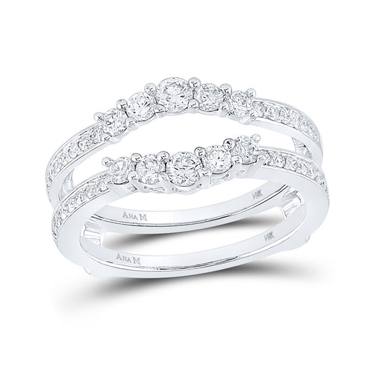 14K White Gold Womens Round Diamond Wrap Ring Guard Enhancer 3/4 Cttw, Womens Size: 5-10