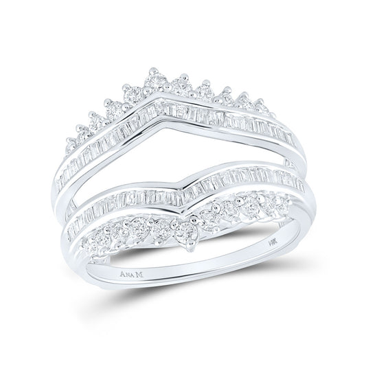 14K White Gold Womens Round Diamond Wedding Wrap Ring Guard Enhancer 3/4 Cttw, Womens Size: 5-10