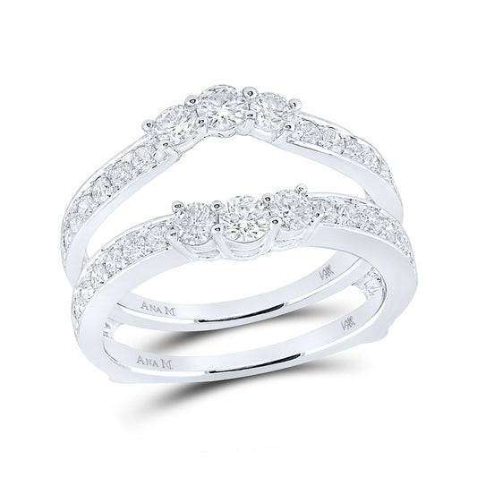14K White Gold Womens Round Diamond Wrap Ring Guard Enhancer 1 Cttw, Womens Size: 5-10