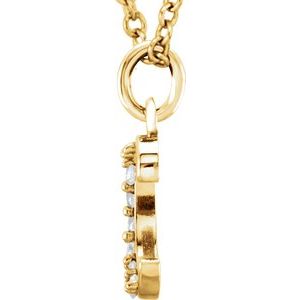 14K Yellow Gold Initial C Round 1 Mm G-H I1 0.03 Ctw Natural Diamond Initial Necklace, Length: 16 In