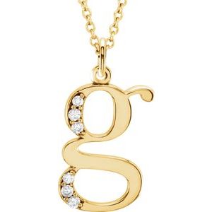 14K Yellow Gold Initial G Round 1 Mm G-H I1 .025 Ctw Natural Diamond Initial Necklace, Length: 16 In
