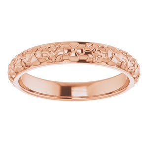 10k Yellow Or White Or Rose Gold Floral Half Round Band