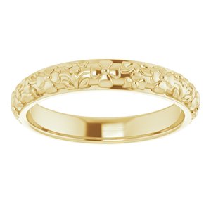 10k Yellow Or White Or Rose Gold Floral Half Round Band