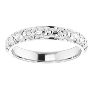 10k Yellow Or White Or Rose Gold Floral Half Round Band