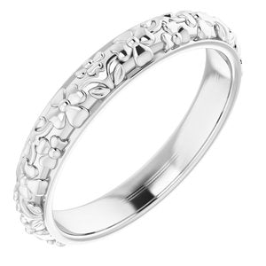 10k Yellow Or White Or Rose Gold Floral Half Round Band