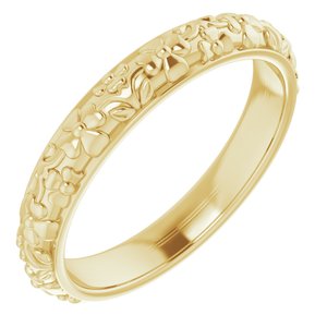 10k Yellow Or White Or Rose Gold Floral Half Round Band