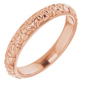14k Yellow Or White Or Rose Gold Floral Half Round Band
