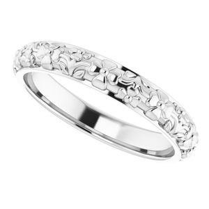10k Yellow Or White Or Rose Gold Floral Half Round Band