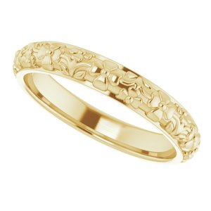 10k Yellow Or White Or Rose Gold Floral Half Round Band