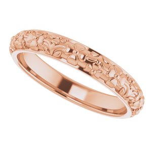 10k Yellow Or White Or Rose Gold Floral Half Round Band