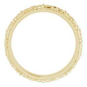10k Yellow Or White Or Rose Gold Floral Half Round Band
