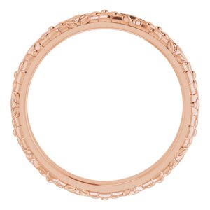 10k Yellow Or White Or Rose Gold Floral Half Round Band