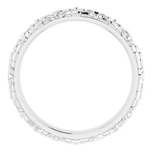 14K White Gold Or Sterling Silver Or Platinum 3.6 mm Floral Half Round Band