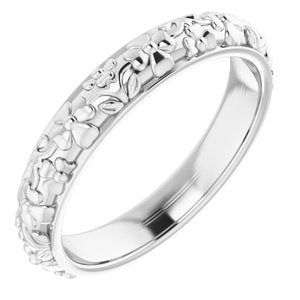 10k Yellow Or White Or Rose Gold Floral Half Round Band