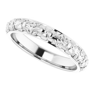10k Yellow Or White Or Rose Gold Floral Half Round Band