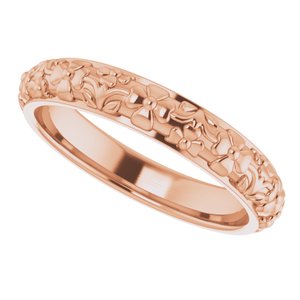 10k Yellow Or White Or Rose Gold Floral Half Round Band