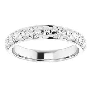 10k Yellow Or White Or Rose Gold Floral Half Round Band