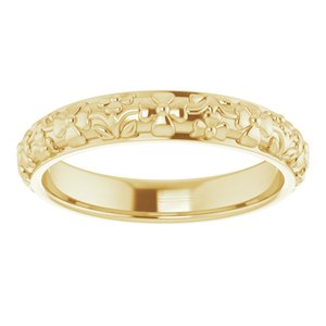 10k Yellow Or White Or Rose Gold Floral Half Round Band