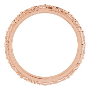 10k Yellow Or White Or Rose Gold Floral Half Round Band