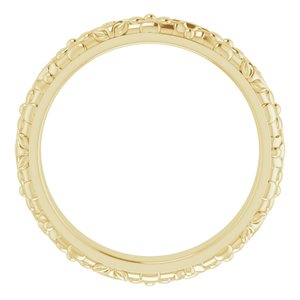 10k Yellow Or White Or Rose Gold Floral Half Round Band