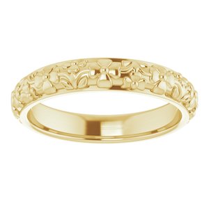 10k Yellow Or White Or Rose Gold Floral Half Round Band