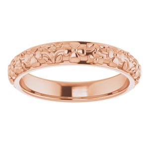 10k Yellow Or White Or Rose Gold Floral Half Round Band