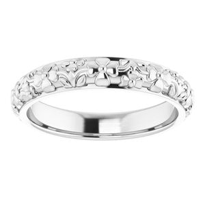 10k Yellow Or White Or Rose Gold Floral Half Round Band
