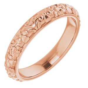 10k Yellow Or White Or Rose Gold Floral Half Round Band