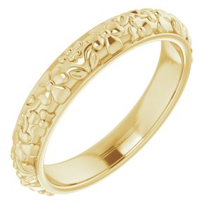 10k Yellow Or White Or Rose Gold Floral Half Round Band
